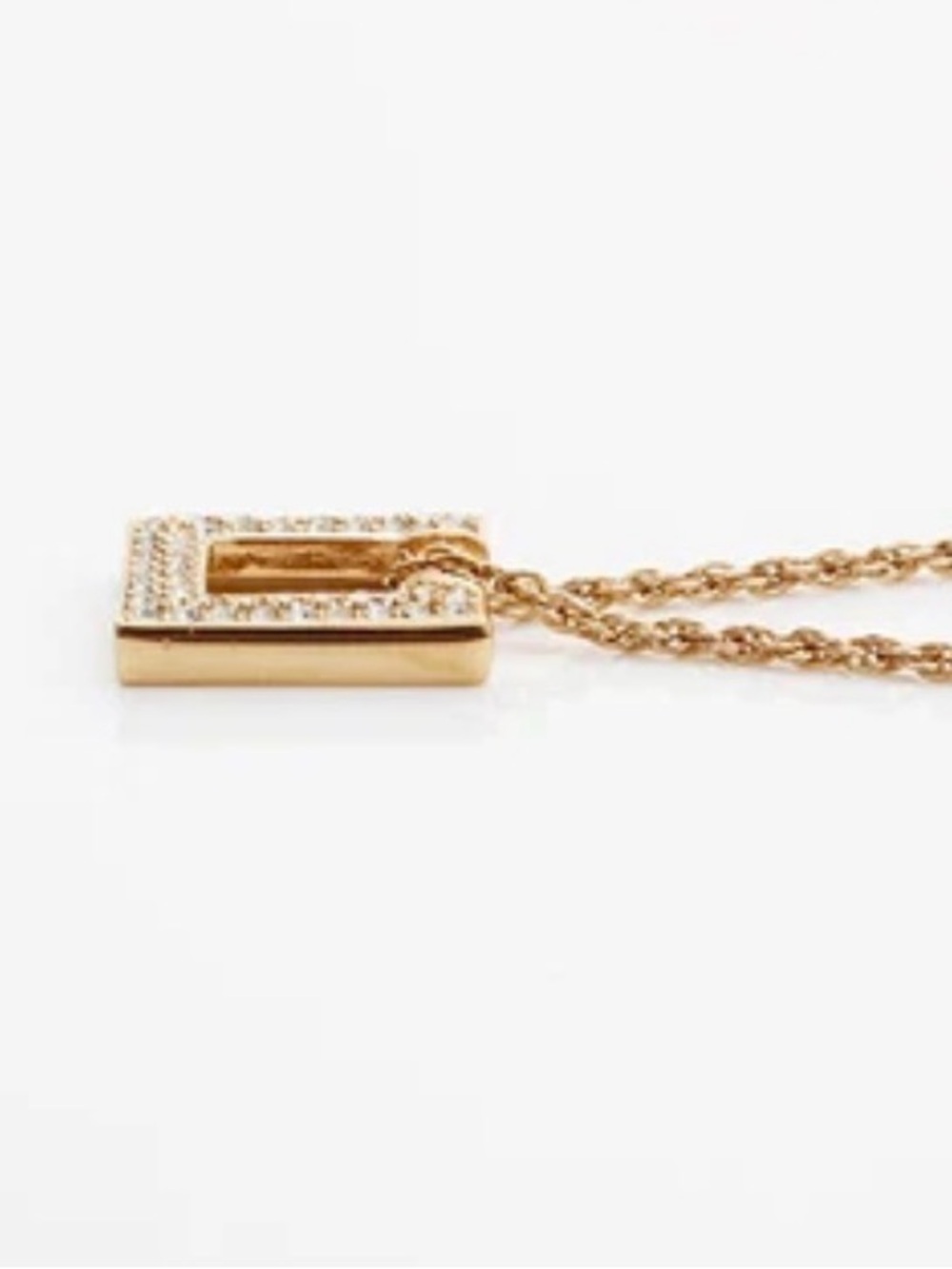 Christian Dior Vintage Rhinestone Square Pendant Gold-tone Necklace 16”-18” - Picture 2 of 6